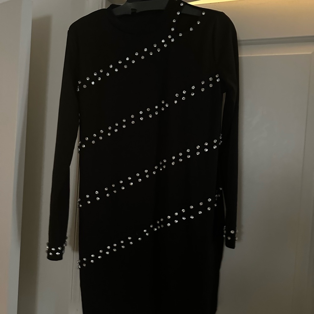 Elegant Black Dress with Silver Accents